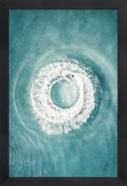 JUNIQE - Poster in houten lijst Ocean Swirl -20x30 /Blauw