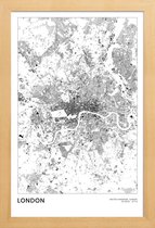 JUNIQE - Poster in houten lijst London kaart -20x30 /Wit & Zwart