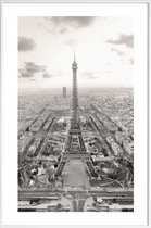 JUNIQE - Poster met kunststof lijst Tour Eiffel -13x18 /Grijs & Ivoor