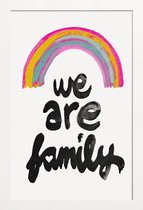 JUNIQE - Poster in houten lijst We Are Family -20x30 /Roze & Zwart