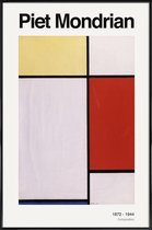 JUNIQE - Poster in kunststof lijst Mondrian - Composition -60x90 /Geel
