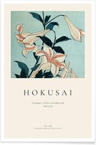 JUNIQE - Poster Hokusai - Trumpet Lilies -13x18 /Ivoor & Roze
