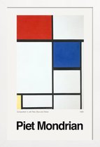 JUNIQE - Poster met houten lijst Mondrian - Composition II, with Red,