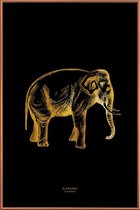 JUNIQE - Poster met kunststof lijst Elephant gouden -30x45 /Goud &
