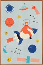 JUNIQE - Poster met kunststof lijst Friends in Space -60x90 /Kleurrijk
