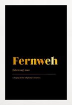 JUNIQE - Poster in houten lijst Fernweh gouden -40x60 /Goud & Zwart