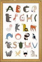 JUNIQE - Poster in houten lijst Animal Alphabet -40x60 /Kleurrijk