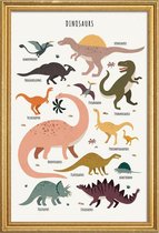 JUNIQE - Poster in houten lijst Dinosaurusvrienden -40x60 /Kleurrijk