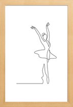 JUNIQE - Poster met houten lijst Ballet -13x18 /Wit & Zwart