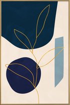 JUNIQE - Poster met kunststof lijst Grow gouden -13x18 /Blauw & Goud