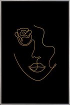 JUNIQE - Poster met kunststof lijst Petal gouden -30x45 /Goud & Zwart