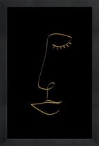 JUNIQE - Poster met houten lijst Line Portrait gouden -20x30 /Goud &