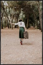 JUNIQE - Poster met kunststof lijst Follow the Road -13x18 /Bruin &