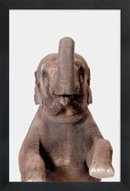 JUNIQE - Poster in houten lijst Elephant -40x60 /Grijs