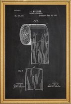 JUNIQE - Poster met houten lijst Toiletpapier - patent -60x90 /Wit &