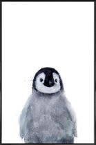 JUNIQE - Poster met kunststof lijst Kleine pinguïn illustratie -13x18