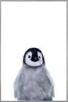 JUNIQE - Poster met kunststof lijst Kleine pinguïn illustratie -13x18