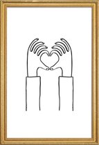 JUNIQE - Poster met houten lijst Heart You -13x18 /Wit & Zwart