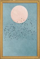 JUNIQE - Poster met houten lijst Fly Away -13x18 /Kleurrijk