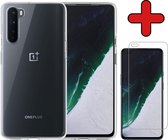 OnePlus Nord Hoesje Transparant Siliconen Case Met Screenprotector - OnePlus Nord Hoes Silicone Cover Met Screenprotector - Transparant