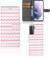 GSM Hoesje Geschikt voor Samsung Galaxy S21 Plus Hoesje ontwerpen Waves Roze