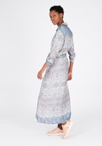 LOLALIZA Maxi overhemd jurk met fijne print - Light Blauw - Maat 34