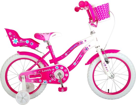 Volare Lovely Kinderfiets - Meisjes - 16 inch - Roze Wit - 95% afgemonteerd