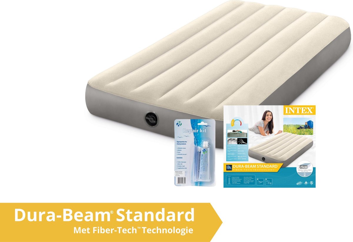 Intex Luchtbed - Single-High - Formaat: Twin - B99 x L191 x H25 cm - 1 pers. - Met Reparatieset