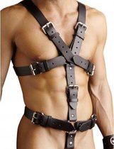 Lederen Bondageharnas Met Afneembare Cockring - BDSM - L/XL - Bondage - Zwart - Discreet verpakt en bezorgd