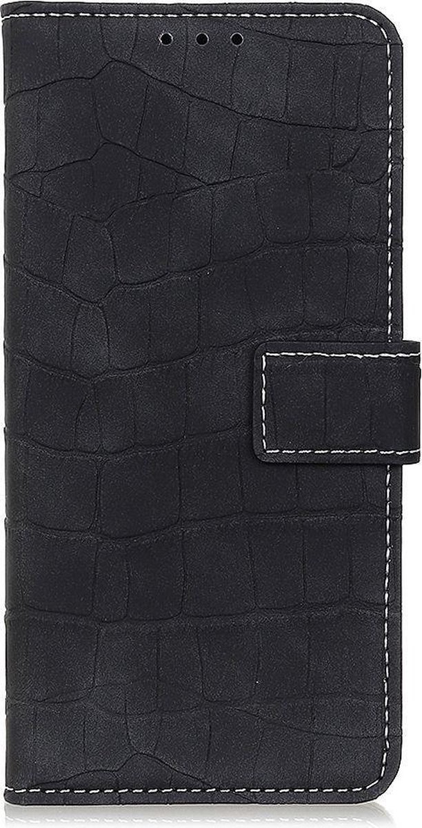 Mobigear Telefoonhoesje geschikt voor Samsung Galaxy S20 FE Hoesje | Mobigear Croco Bookcase Portemonnee | Pasjeshouder voor 3 Pasjes | Telefoonhoesje voor Pinpas / OV Kaart / Rijbewijs - Zwart