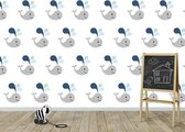 Professioneel Fotobehang Walvisjes - wit - Sticky Decoration - fotobehang - decoratie - woonaccesoires - inclusief gratis hobbymesje - 445 cm breed x 300 cm hoog - in 7 verschillende formaten