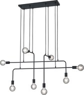 LED Hanglamp - Torna Conar - E27 Fitting - Rechthoek - Mat Zwart - Aluminium