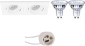 PHILIPS - LED Spot Set - SceneSwitch 827 36D - Proma Borny Pro - GU10 Fitting - Dimbaar - Inbouw Rechthoek Dubbel - Mat Wit - 1.5W-5W - Warm Wit 2200K-2700K - Kantelbaar - 175x92mm