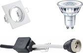 PHILIPS - LED Spot Set - CorePro 827 36D - GU10 Fitting - Inbouw Vierkant - Mat Wit - 3.5W - Warm Wit 2700K - Kantelbaar 80mm