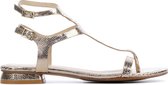 Elvio Zanon Vrouwen Leren Python Sandalen / Damesschoenen 2112 - Rose Goud - Maat 40