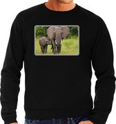 Dieren sweater olifanten foto - zwart - heren - natuur / olifant cadeau trui - Afrikaanse dieren kleding / sweat shirt S