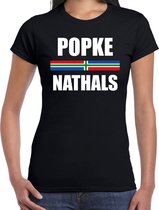 Popke nathals met vlag Groningen t-shirts Gronings dialect zwart voor dames XS