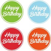 40x stuks gekleurde Happy Birthday thema bierviltjes/onderzetters van 10 cm - Verjaardag artikelen
