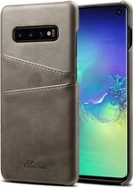 Suteni Calf Texture-beschermhoes voor Galaxy S10, met kaartsleuven (grijs)
