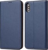 Horizontale Flip PU-lederen hoes voor iPhone XS / X, met houder en kaartsleuven en portemonnee (blauw)