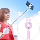 Draagbare mooie stijl Mini USB-oplader Handheld kleine ventilator met selfie-stick (roze)