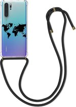 kwmobile telefoonhoesje voor Huawei P30 Pro - Hoesje met koord in zwart / transparant - Back cover voor smartphone
