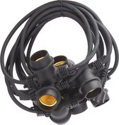 Prikkabel - Lichtsnoer - E27 Fitting - Aigi Priko - 10 Lampen - 6.5 Meter - 1500W - Zwart - BES LED