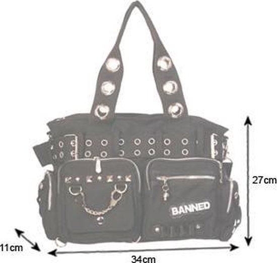 Sac à Main Camdyn Banned - Style Punk Gothique Avec Sangles Et Boucles - 45x28x14 Cm