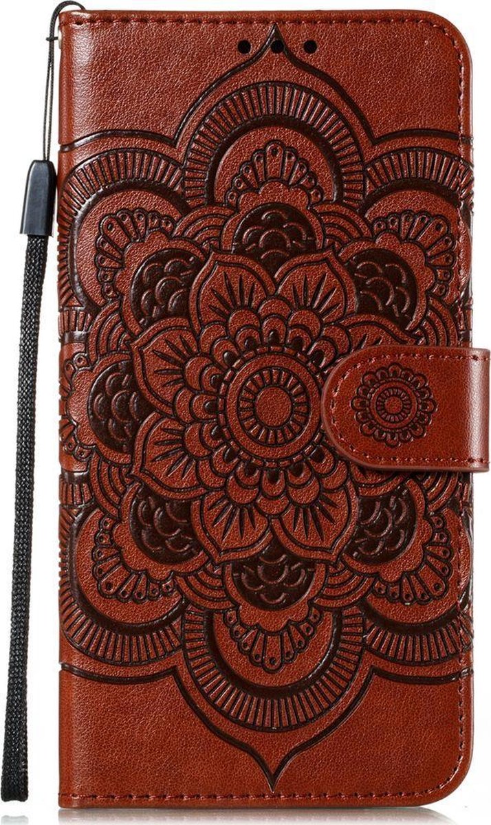 Mobigear Telefoonhoesje geschikt voor Motorola Moto E6s (2020) Hoesje | Mobigear Mandala Bookcase Portemonnee | Pasjeshouder voor 3 Pasjes | Telefoonhoesje voor Pinpas / OV Kaart / Rijbewijs - Bruin