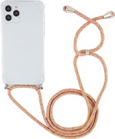 Mobigear Telefoonhoesje geschikt voor Apple iPhone 12 Pro Max Flexibel TPU | Mobigear Lanyard Hoesje met koord - Transparant /Oranje | Transparant,oranje