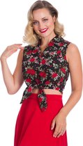 Banned Rose Garden 50's Knoopblouse Zwart