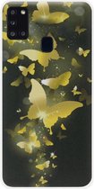 ADEL Siliconen Back Cover Softcase Hoesje Geschikt voor Samsung Galaxy A21s - Vlinder Goud