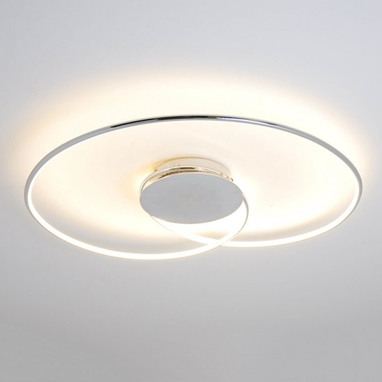 Lindby - LED plafondlamp - Plastic, metaal - H: 5.2 cm - wit, chroom