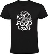 Wake up its food o clock Heren t-shirt | eten | wekker | wakker worden | grappig | cadeau | Zwart